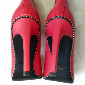Bar III Womens Embellished Leather Booties size 9 Red Melanay Stretch.